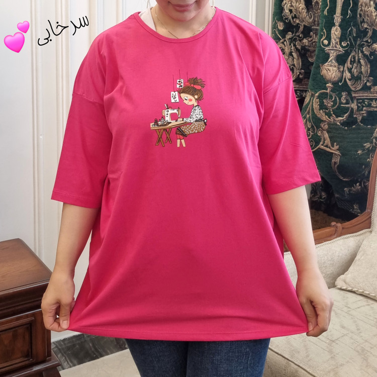 تیشرت لانگ نخ پنبه دختر خیاط سایز بزرگ