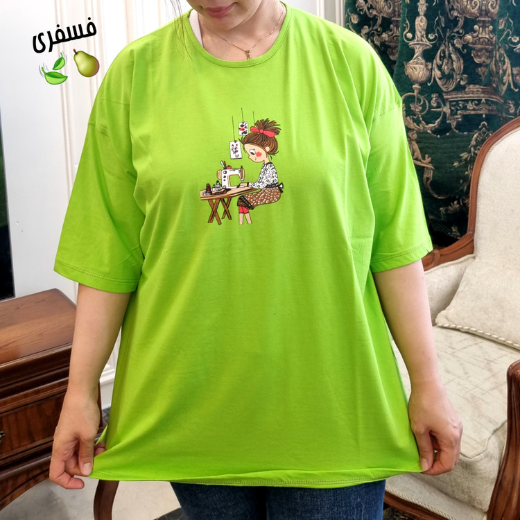 تیشرت لانگ نخ پنبه دختر خیاط سایز بزرگ