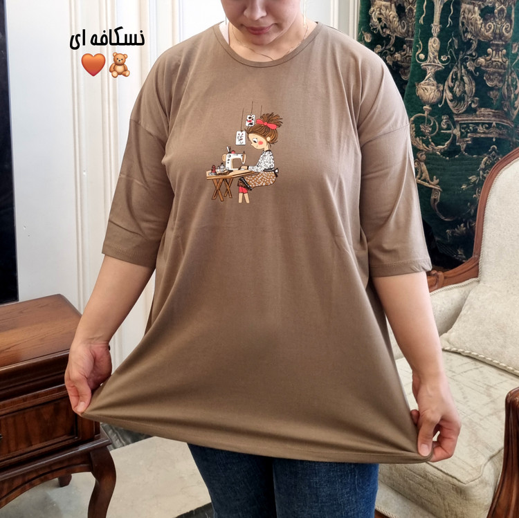 تیشرت لانگ نخ پنبه دختر خیاط سایز بزرگ