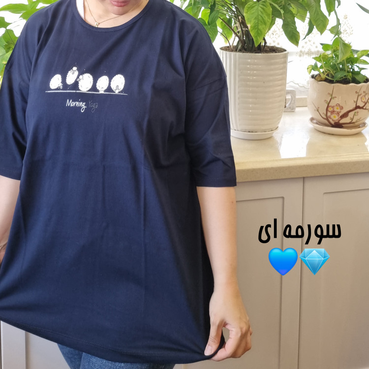 تیشرت لانگ نخ پنبه طرح گوسفند