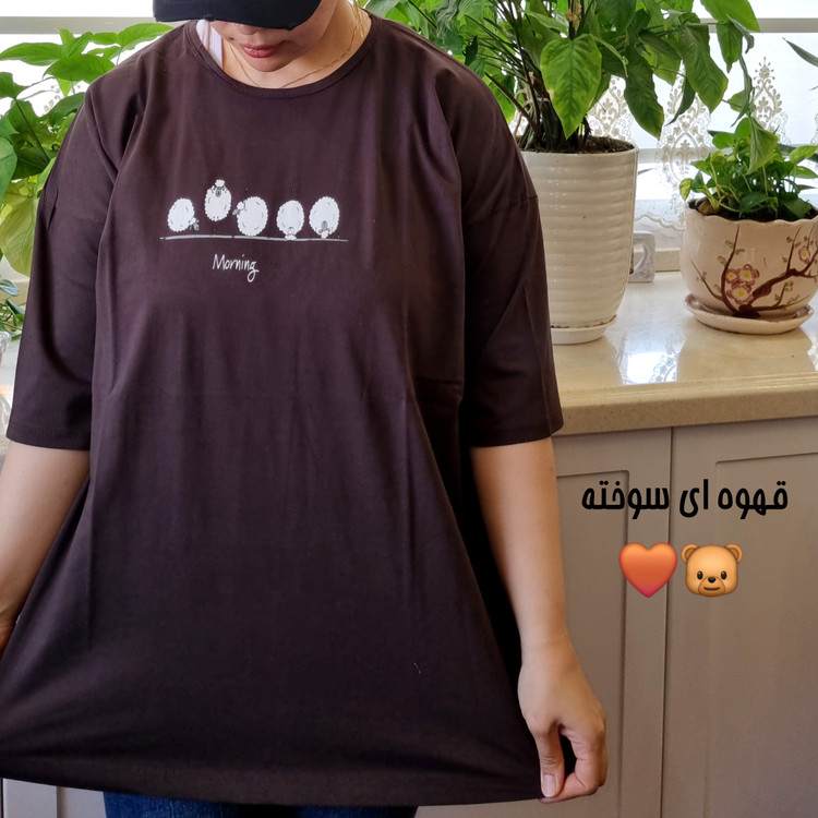 تیشرت لانگ نخ پنبه طرح گوسفند