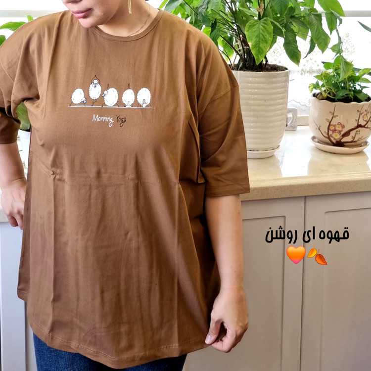 تیشرت لانگ نخ پنبه طرح گوسفند