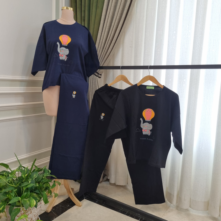 ست تیشرت شلوار نخ پنبه سایز بزرگ طرح بالن