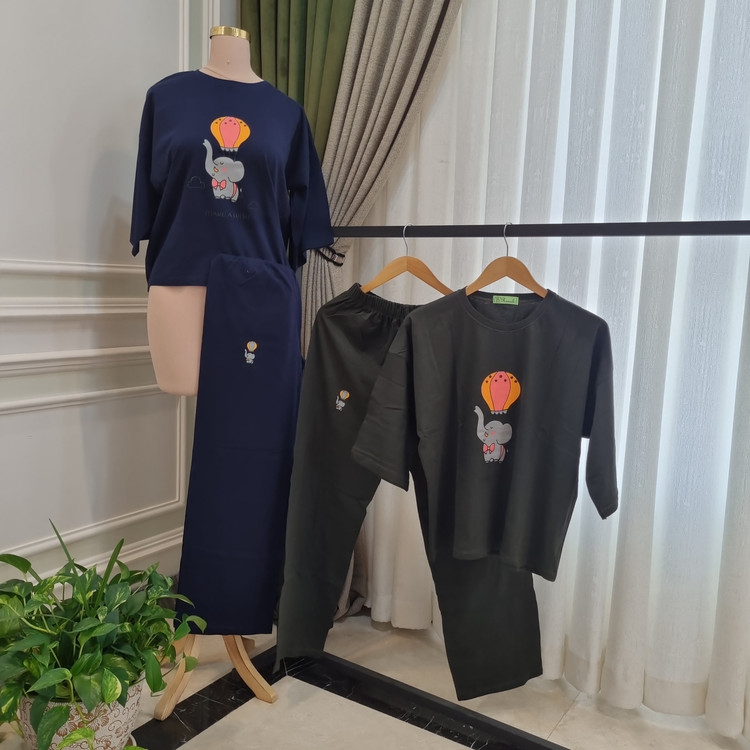 ست تیشرت شلوار نخ پنبه سایز بزرگ طرح بالن