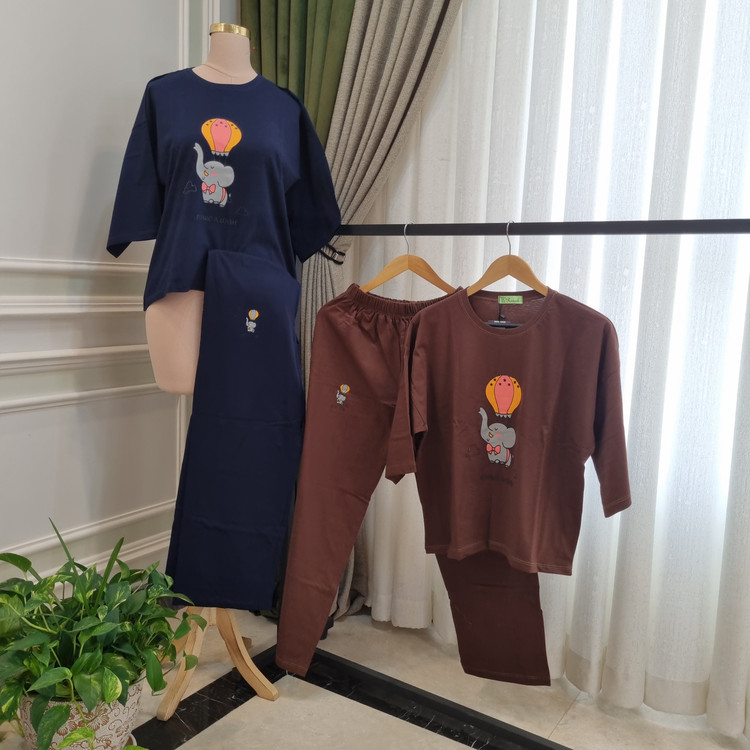 ست تیشرت شلوار نخ پنبه سایز بزرگ طرح بالن