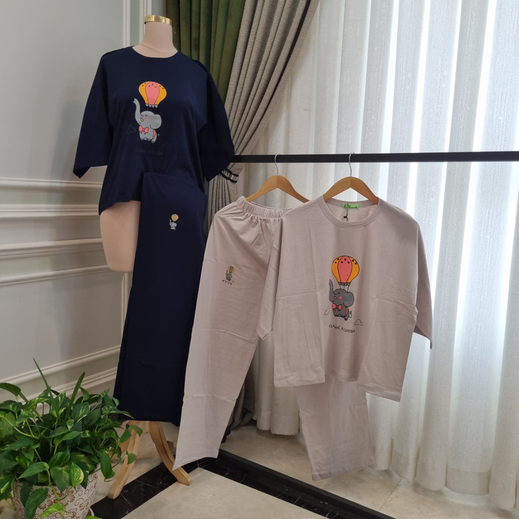 ست تیشرت شلوار نخ پنبه سایز بزرگ طرح بالن
