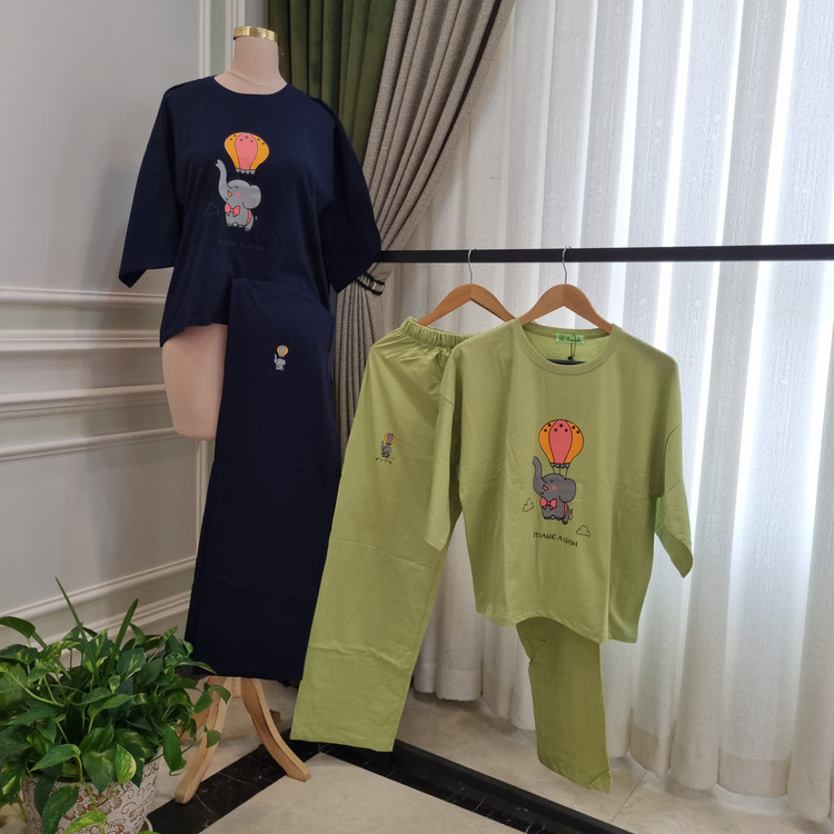 ست تیشرت شلوار نخ پنبه سایز بزرگ طرح بالن