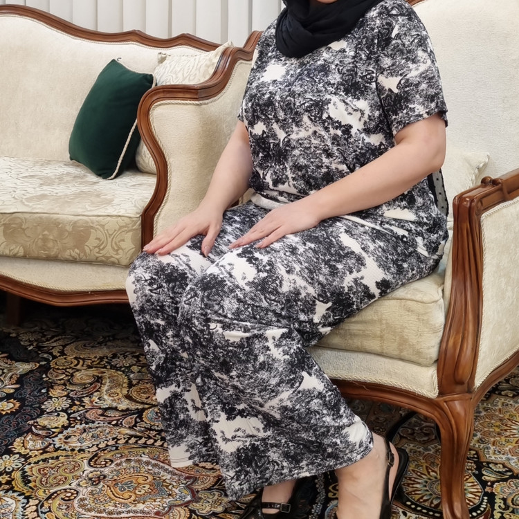 ست تیشرت شلوار نگین دار وارداتی جنس ریون ریلس