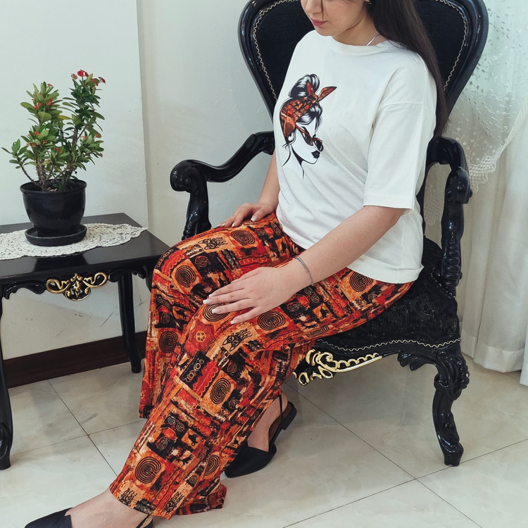 ست تیشرت نخ پنبه و شلوار کرپ بوگاتی مجلسی