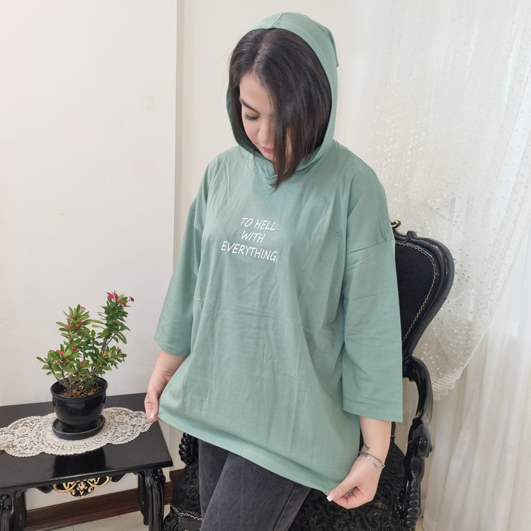 تیشرت باکسی کلاه دار نخ پنبه درجه یک