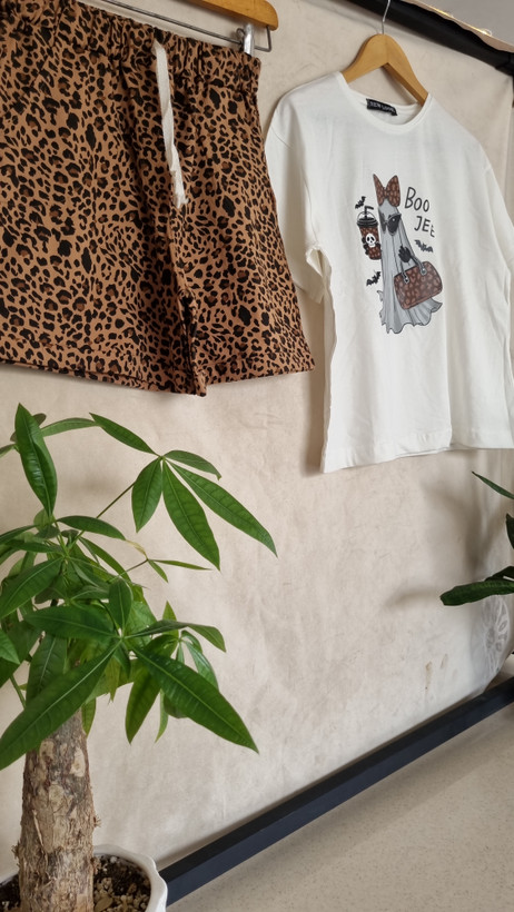 ست تیشرت نخ پنبه و شورتک نخ پنبه طرح روح